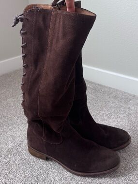 Sofft Sharnell 2 Dark Brown Suede Lace-Back Knee Boots